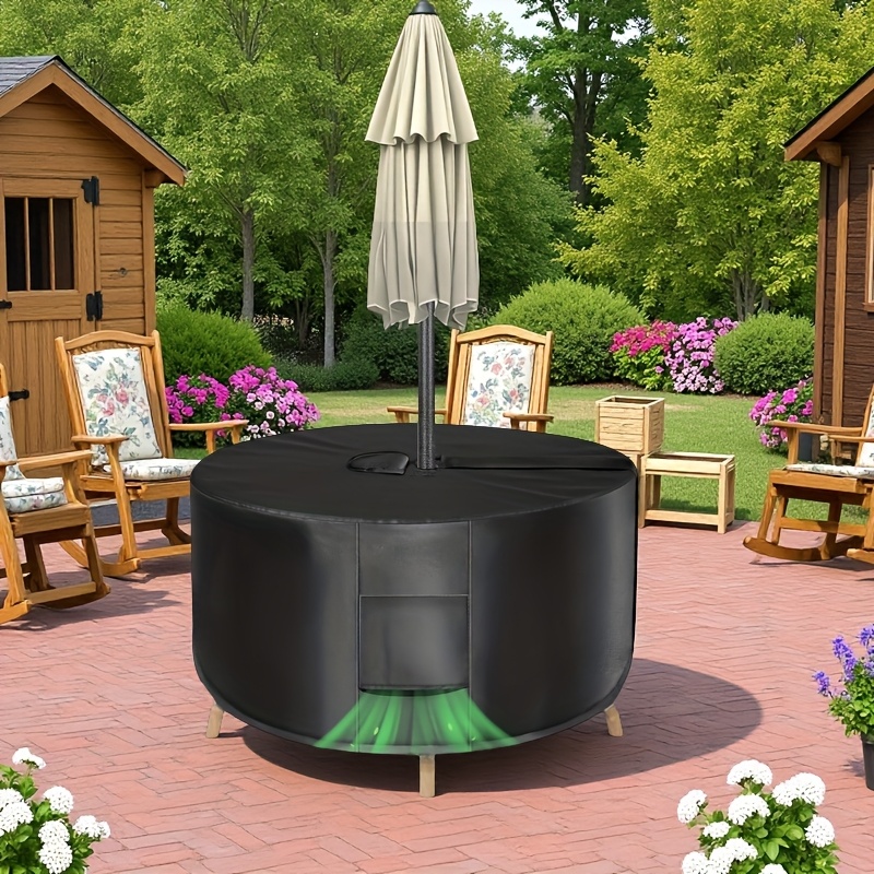  round patio table cover with umbrella hole oxford fabric outdoor lawn patio furniture covers fathers day christmas gift