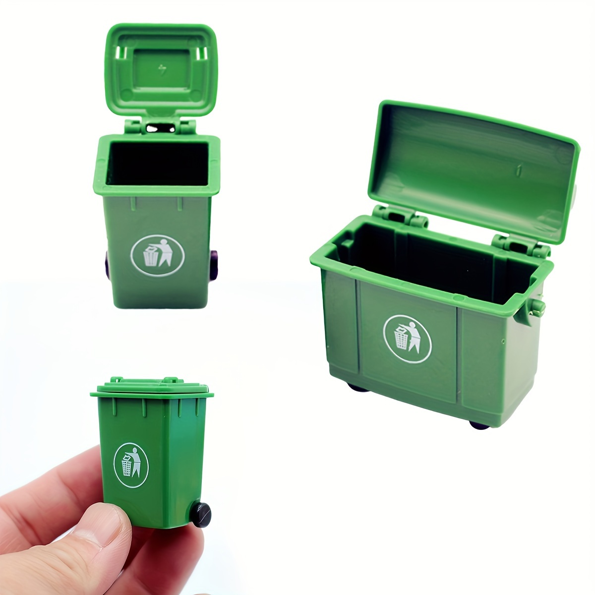 

2pcs Miniature Green Abs Resin Dollhouse Trash Bins