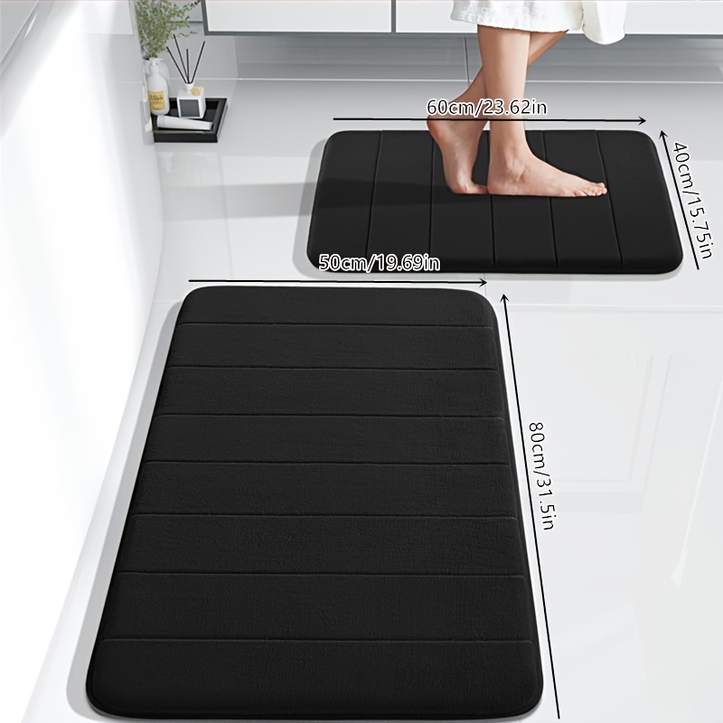 Image of 2pcs Bathroom Mat Set, Memory Foam Rug, Absorbent Non-slip Mat For Bathroom Door, Bedroom, Living Room, Kitchen Floor Mat, Toilet Carpet Floor Mat, Comfortable And Cozy, Multiple Colors