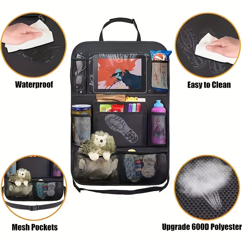 1pc motors seat backrest storage bag with cup holder and foot mat travel convenient car storage bag details 5