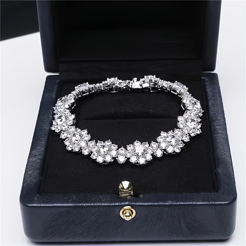 

925 Silver Shining Crystal Zirconia Sunflower 925 Silver Shining Crystal Zirconia Sunflower Bracelet Women' Wedding Dinner Jewelry Gift Sunflower Bracelet Women' Wedding Dinner Jewelry Gift