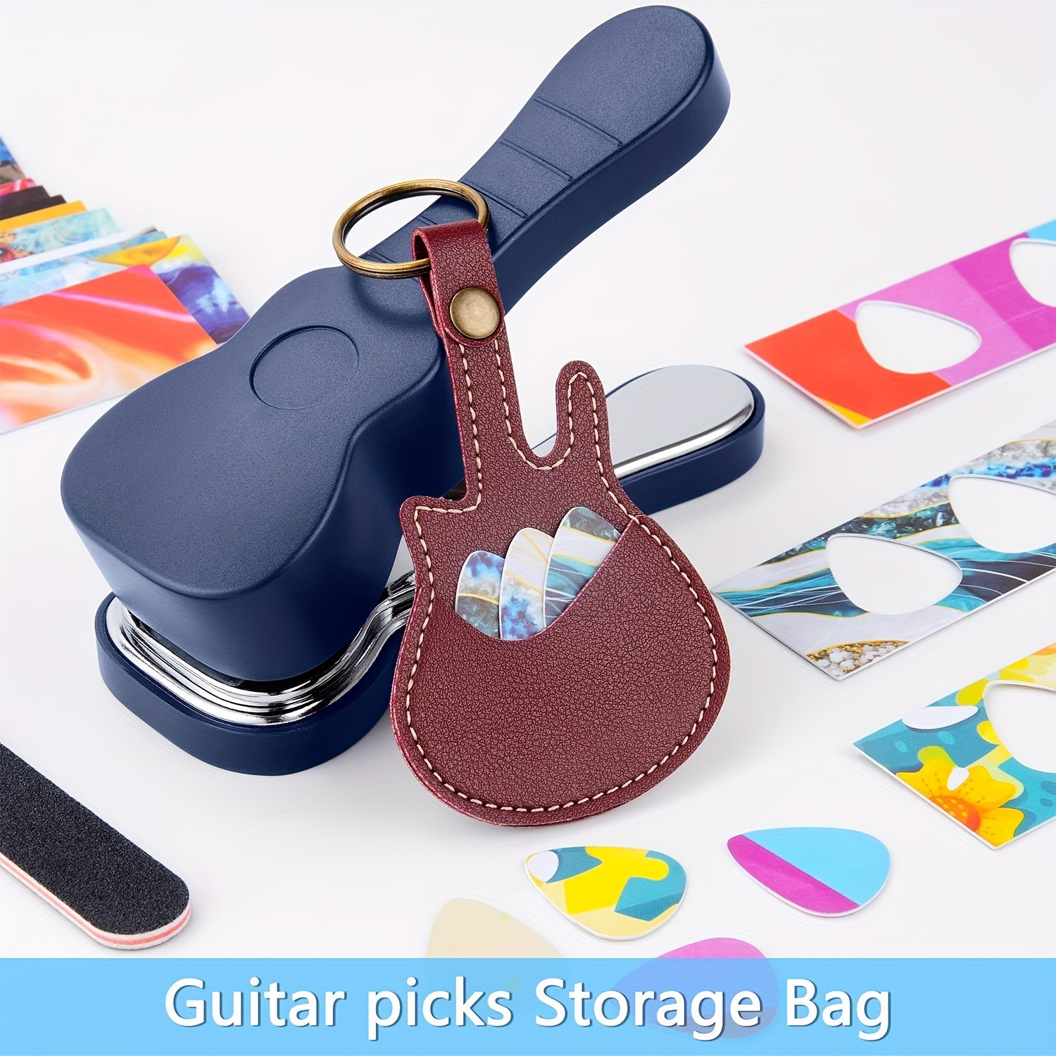 

Guitar Kit : Bass Guitar Picks Puncher With 15 Pick Strips Medium Guitar Pick Maker Punch Kit Lovers Gifts.