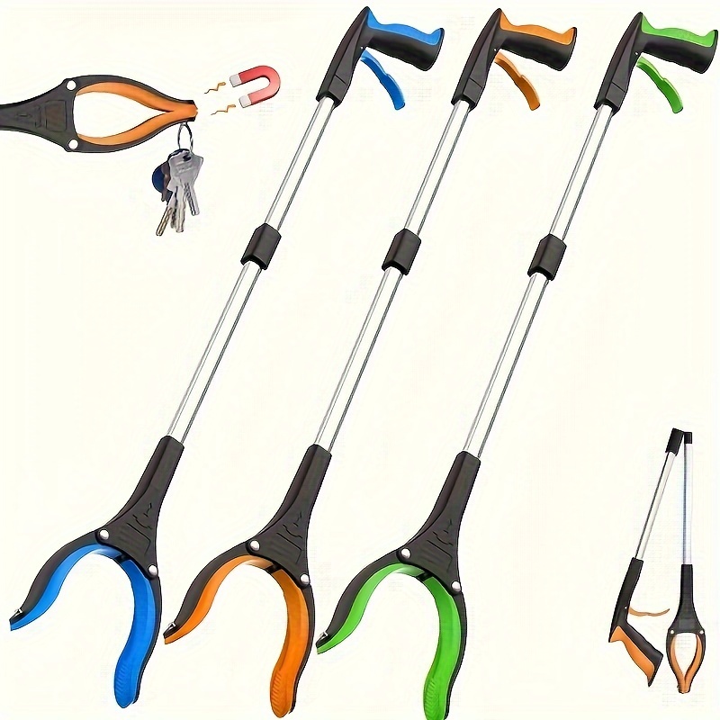 

Versatile Foldable Grabber Tool With Rotating Jaw & Magnets - 4" Wide Claw, Ideal For Elderly & Home Use