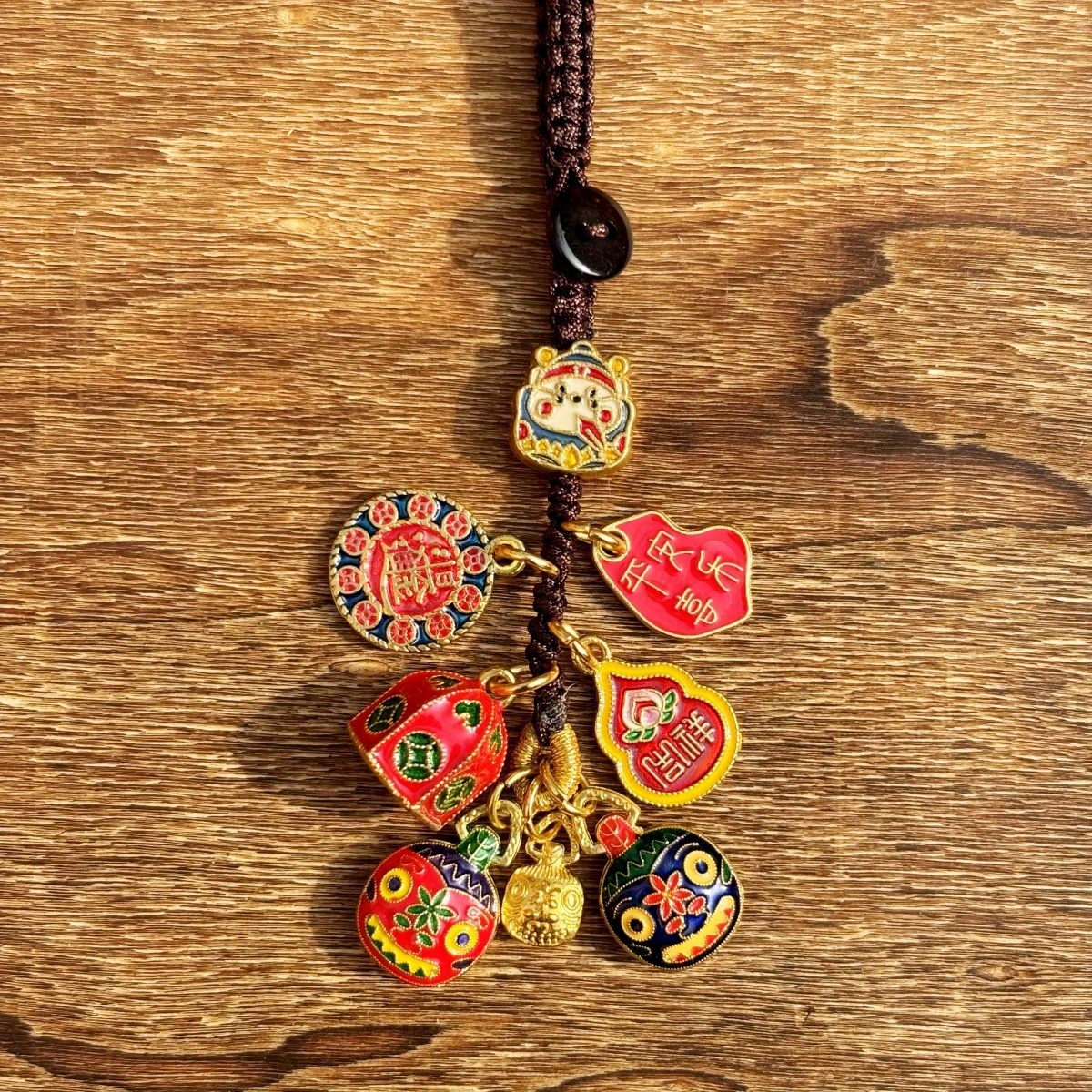 Keychain, God Of Wealth, Ancient Golden Keychain Pendant, Copper Gold-swallowing , Family Of 3, Car Bag Pendant