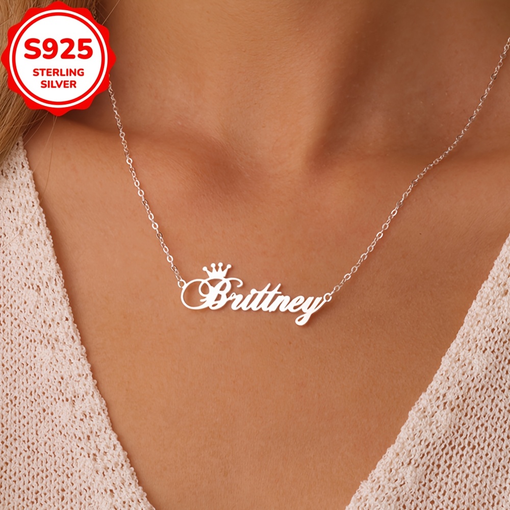 3g925 sterling silver custom necklace simple Temu Saudi Arabia