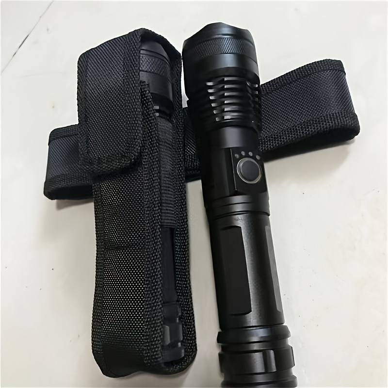 E-shop 1 Stück Langlebige Schwarze Taschenlampe-Hülle mit Gürtelschnalle – Polyester-Mischung, für 6,5" Taschenlampen, Verstellbarer Gurt für sicheres