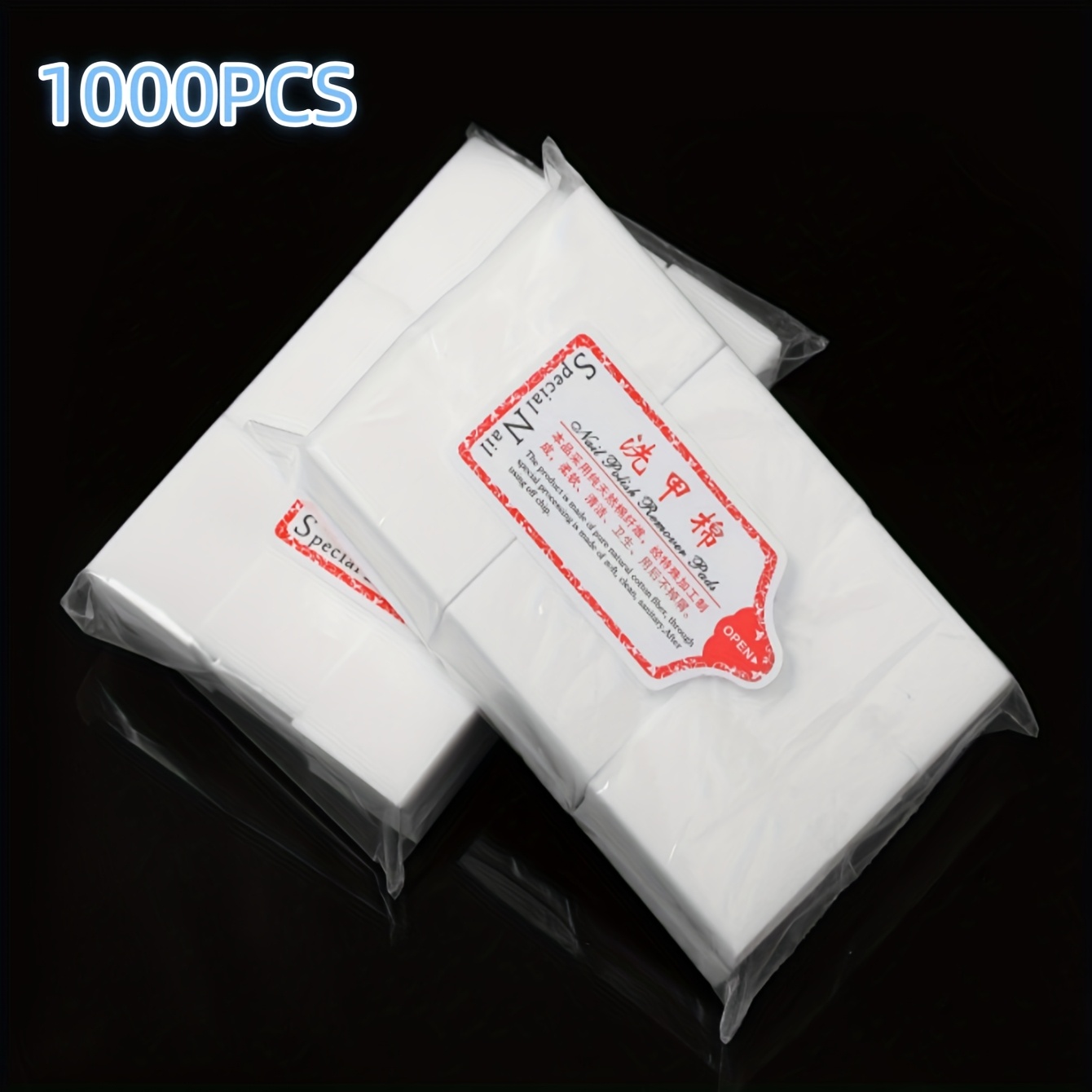 Image of 1000pcs Nail Polish Remover Pads Non-shedding Nonwoven Swabs Nail Polish Remover Pads Gel Base Coat Cleaning Pads Nail Salon Special