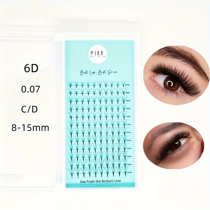 

6d Premade Volume Fan Eyelash Extensions, Mixed Lengths 8-15mm, 0.07mm Thick C/d , Fluffy Natural Dd Style, For Salons And Beginners - Extra Fans