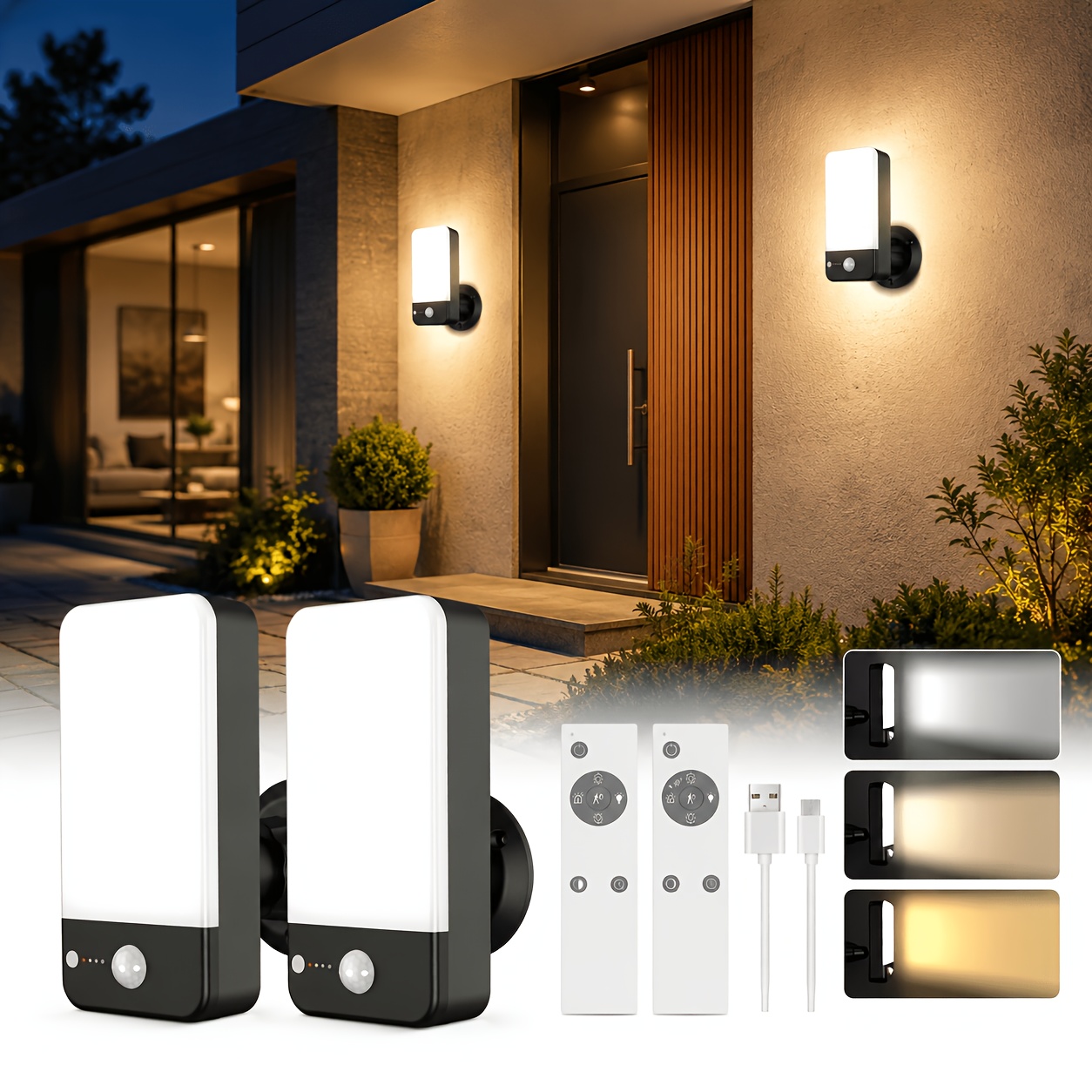 Luce da esterno con di, batteria da 9.000 mAh, telecomando, 3 modalità, 3 e grado di protezione IP65; per…: retailer-supplied image