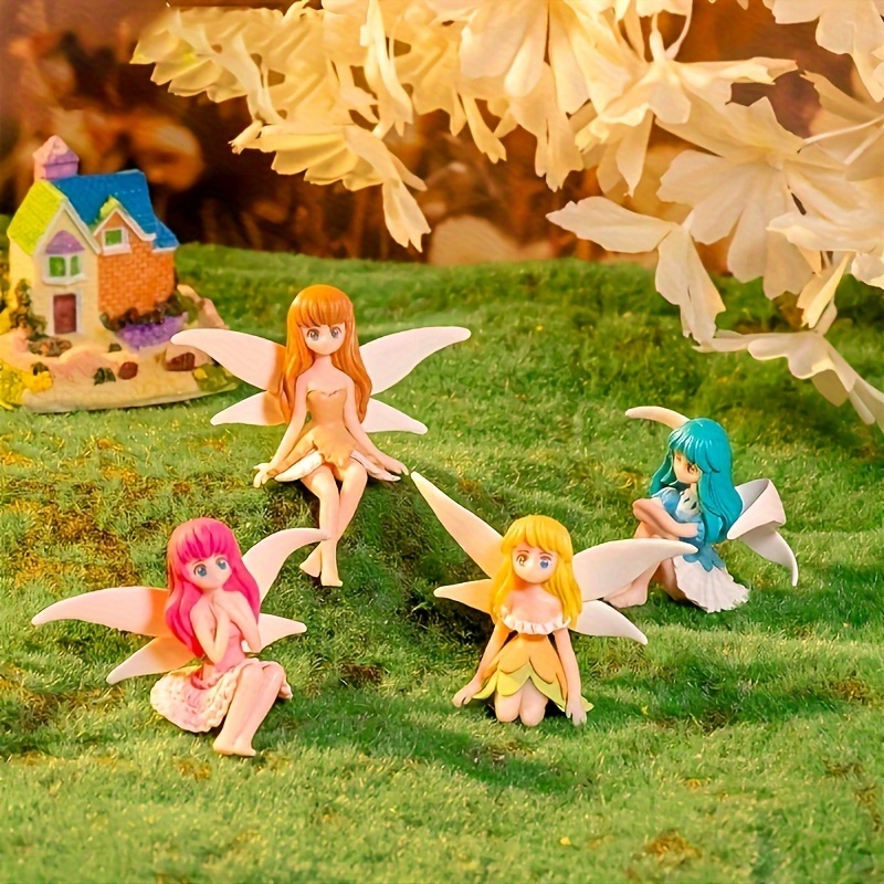 

4pcs Resin And Pvc Fairy Statues: Indoor/outdoor Decorations For Home And Office