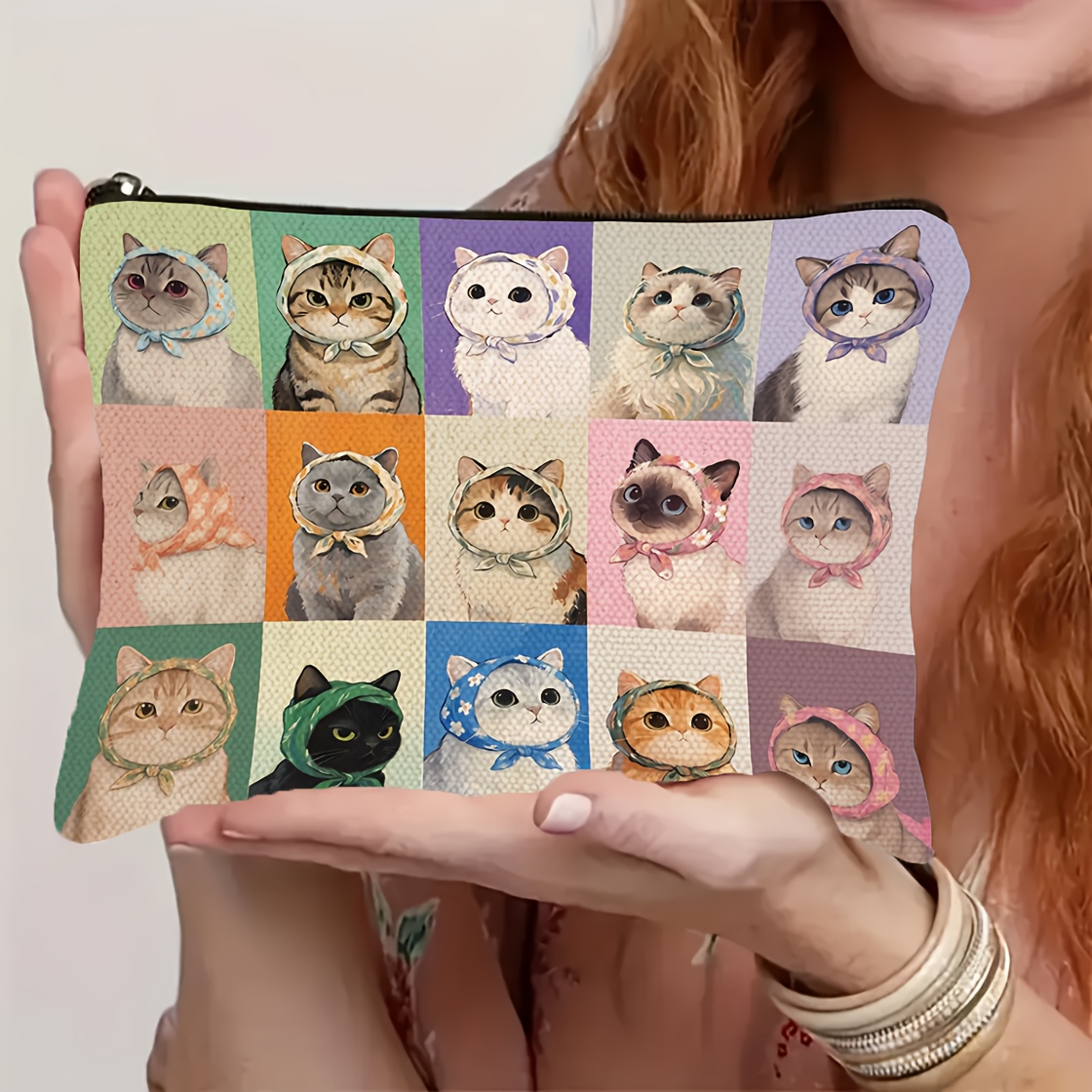 TEMU Petit Trousse à Maquillage Chat - Organisateur de Voyage Compact et Portable pour Accessoires Capillaires, Bijoux & Petits Objets - Idéal pour
