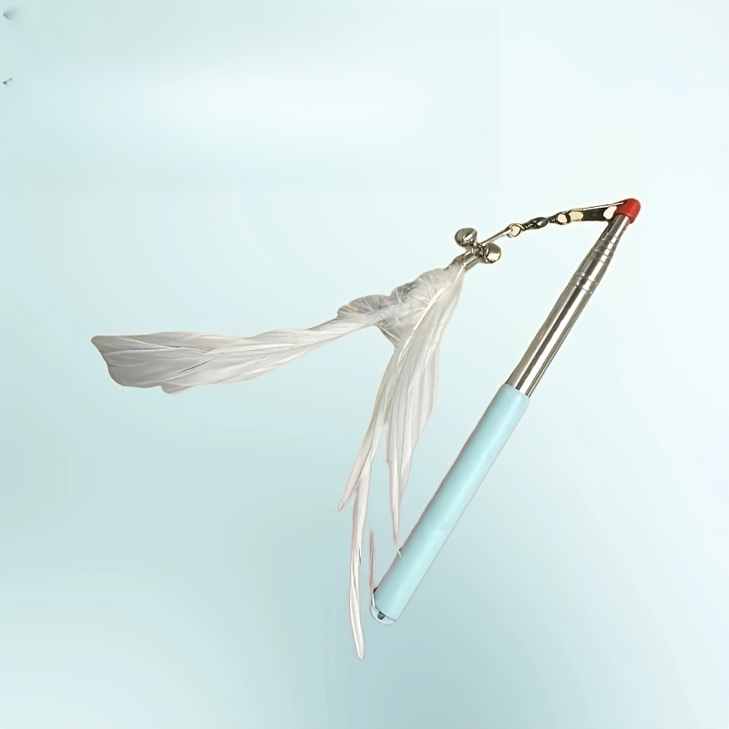 Retractable Bell Feather (Artificial Material) Cat Teaser Wand, Quickly Attracts Cat'S Attention, 4 Colors Available, Without Battery