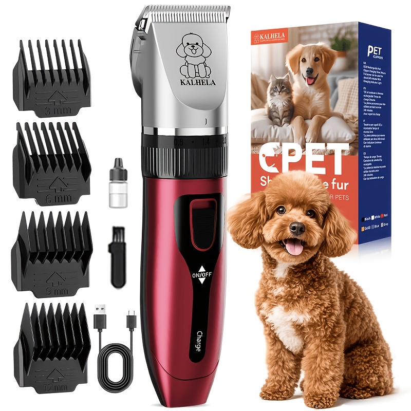 Pet Grooming Clipper Set; Large Detangling Comb Separately; ; Comes With 4 Adjustable Comb Attachments; Dog Clipper; 12-in-1 Home Grooming Kit; Designed For ; Suitable For Cats And Dogs