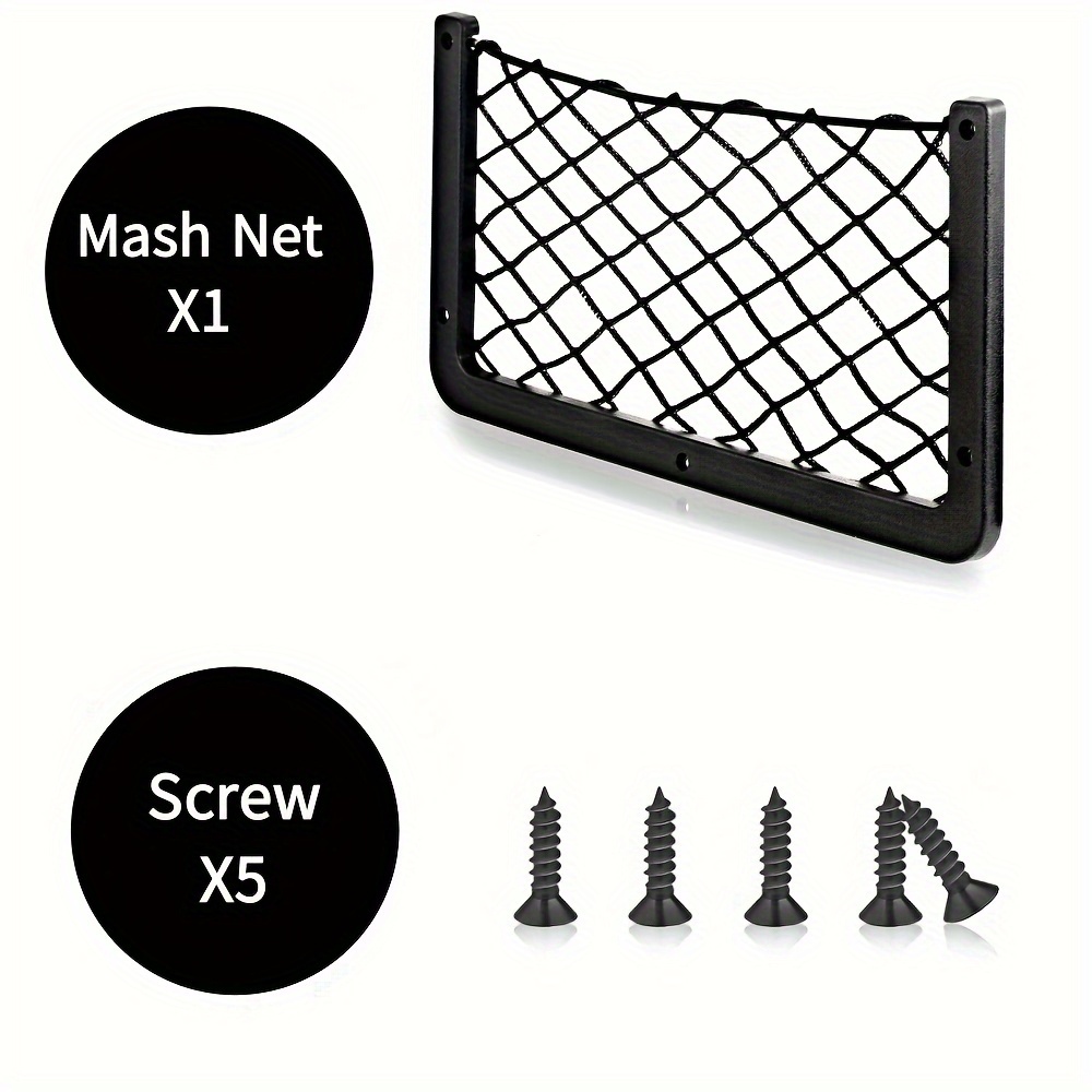 TEMU Plastic Frame Car Storage Net Bag,phone Car Mesh Net Holder Rv Storage Boat Cargo Pocket Organizer Mesh Net Pocket With Screws For Auto Rv Net