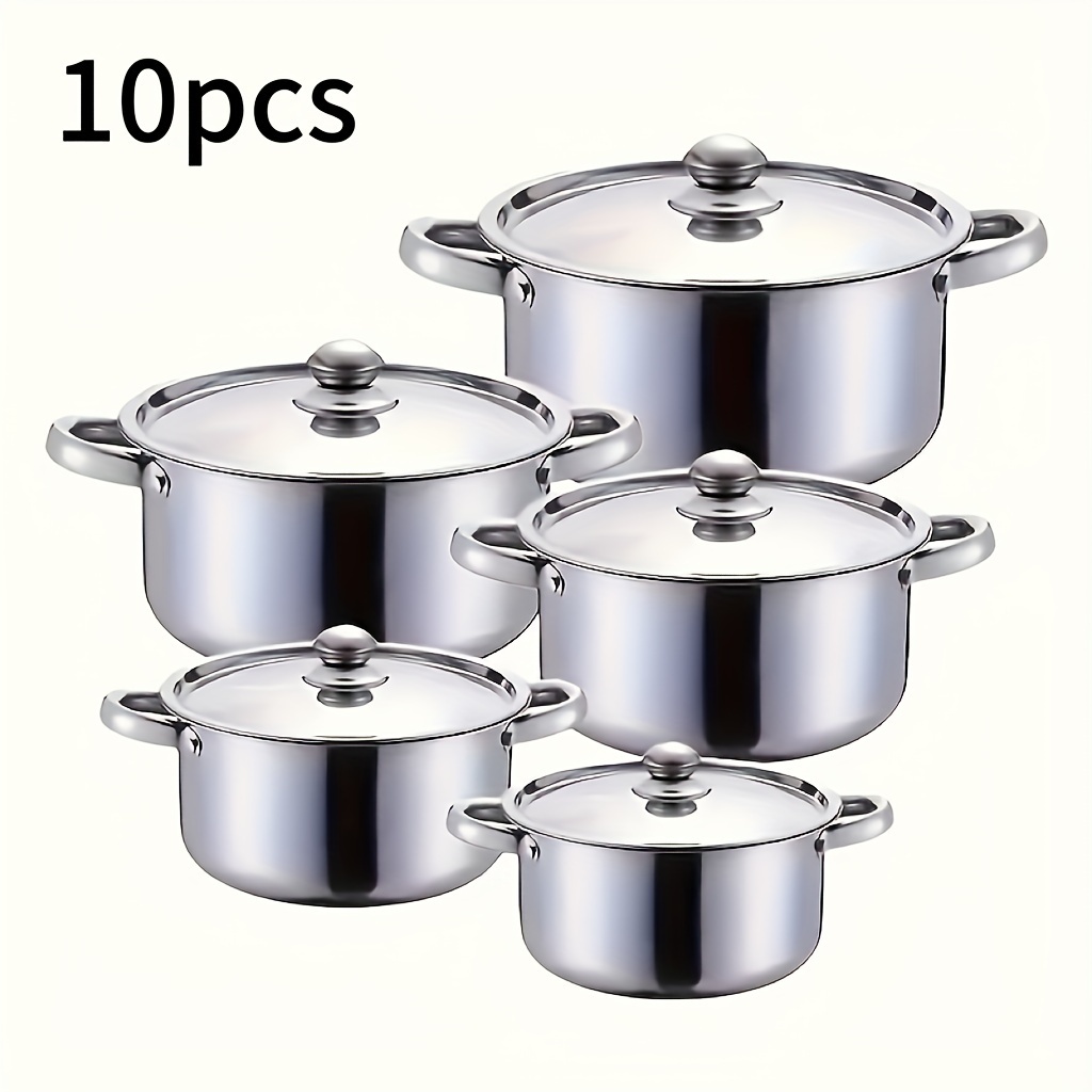 

Deluxe Ramadan 10/8pcs Stainless Steel Cookware Set - 5 Sizes With , & 18-26cm