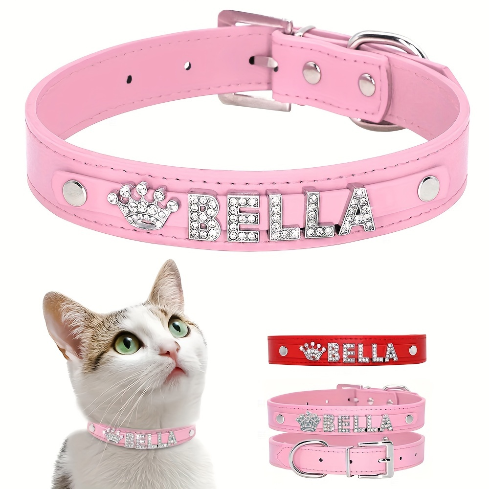 

Customized Diy Dog Collar With Rhinestone, Artificial Pu Leather Pet Id Collar, Small, Medium And Large Dog Decorative Collar