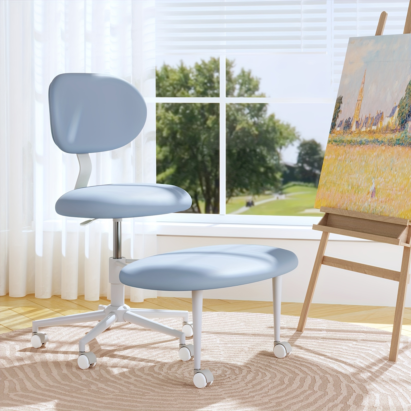 Pinmoco Ergonomic Cross Legged Office Chair, ADHD Must Have, 4 Inch Extra Thick , Strong Lumbar Support, Height-Adjustable , 360° Swivel Meditation Chair with Footrest, Yoga Chair, Christmas Gift for Fidgety Sitter And Yoga Lover