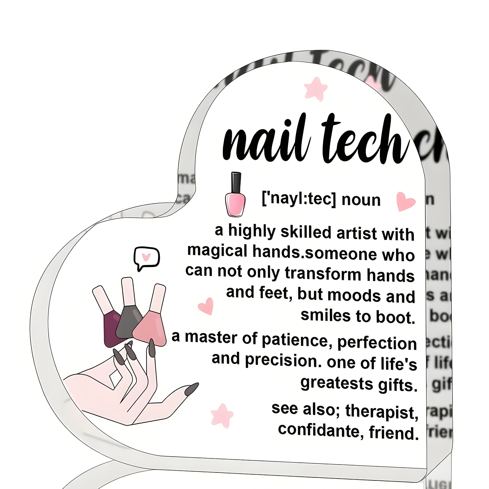 TEMU 1pc Heart-shaped Nail Technician Appreciation Acrylic Decor, Multifunctional Display For , Ideal For Birthday, Thank You & Inspirational Gifts,