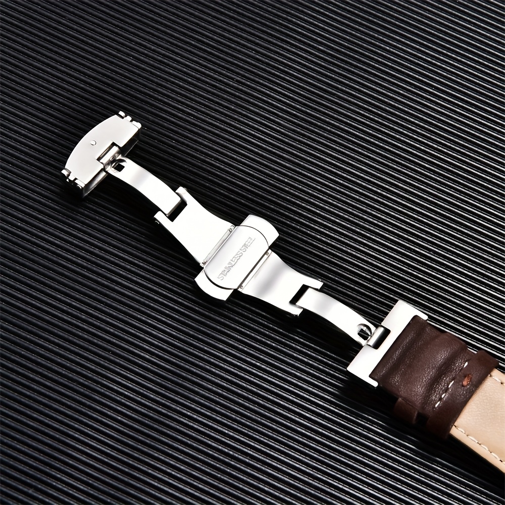 Casual PU Leather Watch Strap Butterfly Buckle for Apple Watch Ultra 10 9 8 7 6 SE 5 4 3 2 1 for Iwatch Watch Strap 38/40/41/42/44/45/46/49Mm