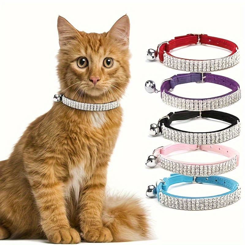 

Collier en velours pour chat avec pendentif bijou et cloche, collier brillant, réglable et sûr pour animaux de compagnie