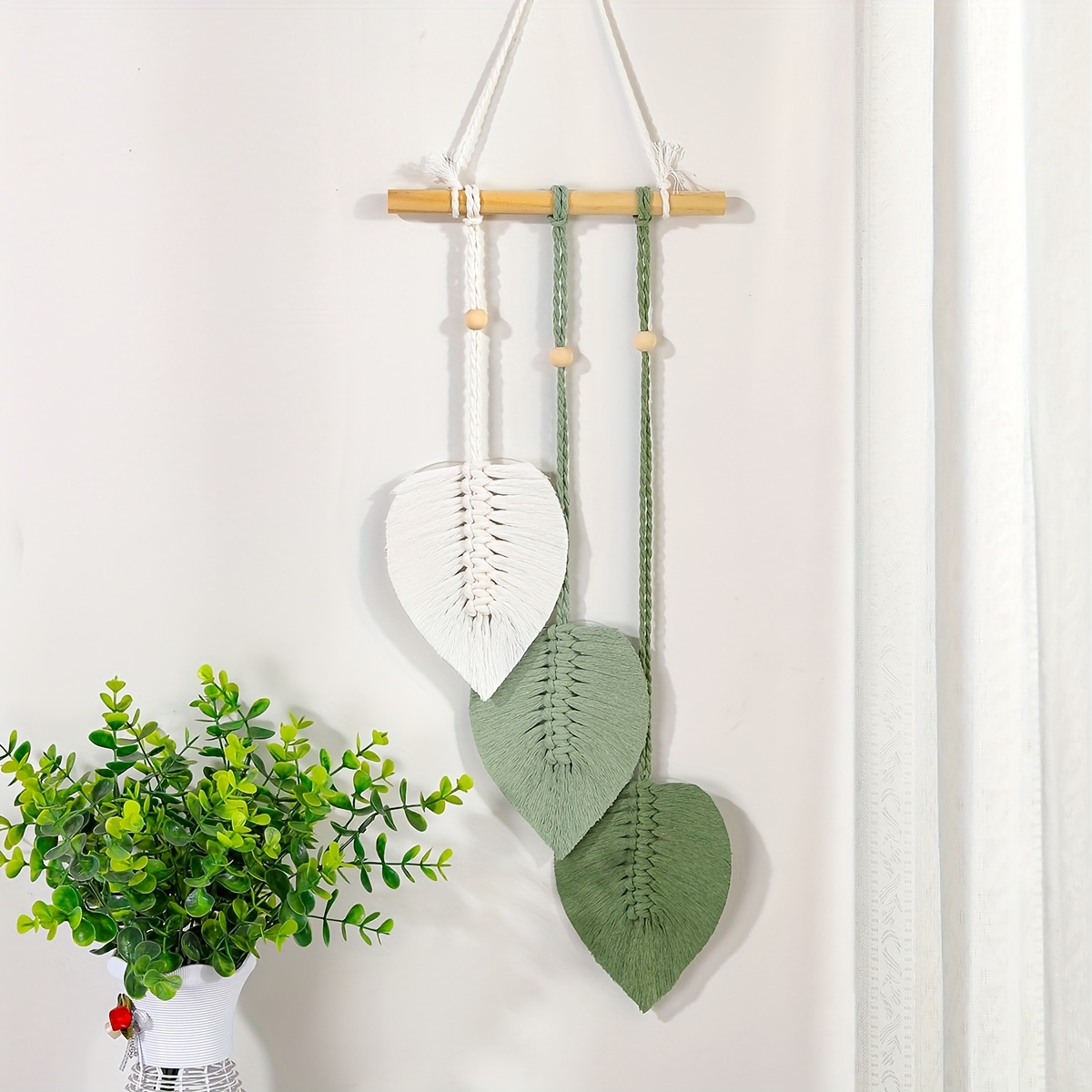 E-shop Wunderschöne Raumdekoration, handgewebtes Blattgewebe - Vertikales Blatt-Hängebild für Wohnzimmer, Schlafzimmer und , moderne Wanddekoration,