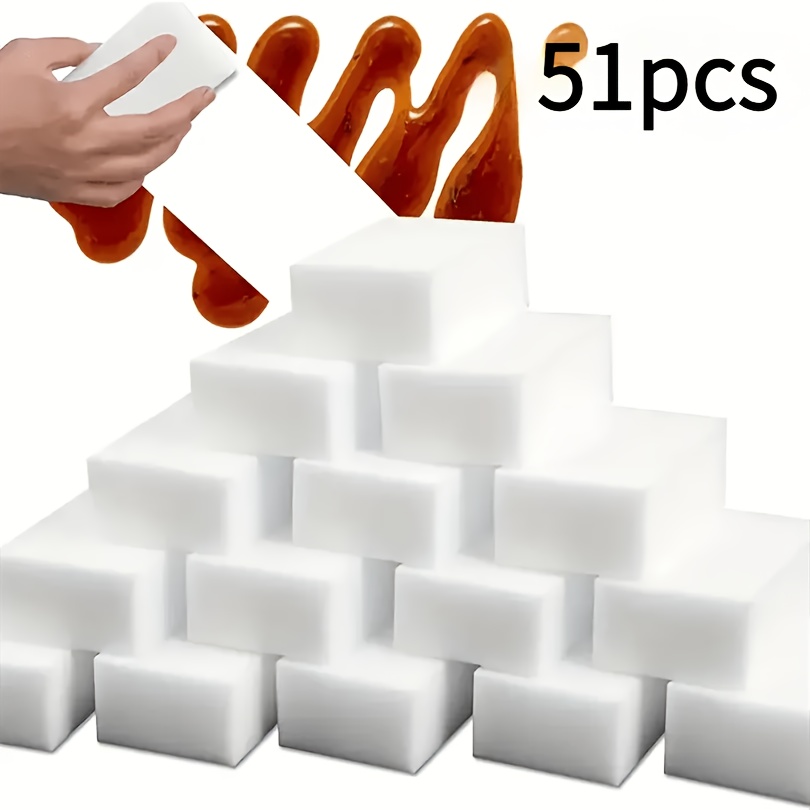 TEMU 8/25/51pcs Pack, Magic Sponge Eraser Foam Cleaning Pad, Multi-functional Household Cleaning Kitchen Dishwashing Sponge Suitable For Furniture,