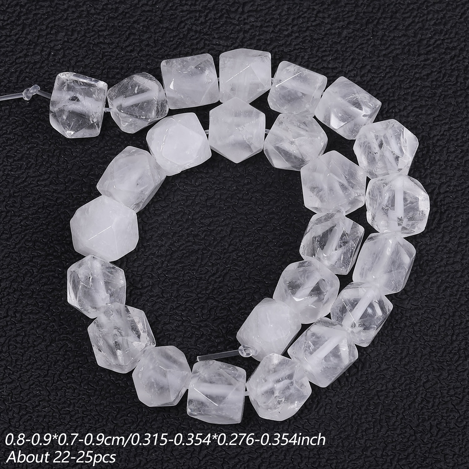TEMU Perles octogonales facetées en quartz clair naturel 8-, perles en de quartz clair à coupe de diamant irrégulière 7,5 pouces pour bracelet,