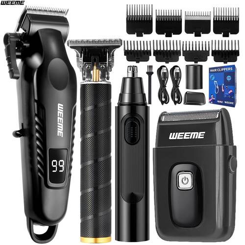 2 3 4pcs mens grooming kit rechargeable hair clipper set with nose trimmer electric shaver detail trimmer ideal fathers day gift supports usb charging 8limit combs fathers day gift for men