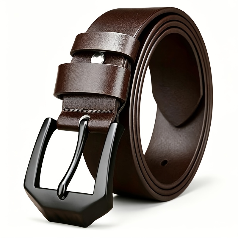 Men's Split Leather Belt with Alloy Scratch Resistant Metal Buckle