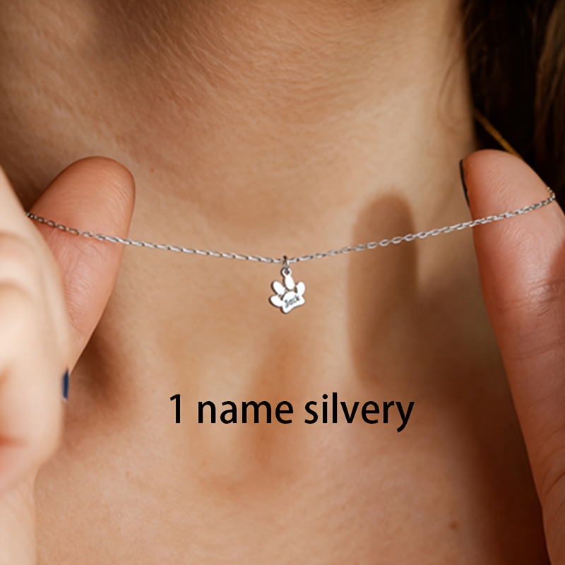 TEMU Collier à patte de chien personnalisé en acier inoxydable, gravé avec 1 à 4 , tendance et parfait pour les anniversaires, la fête des mères, de