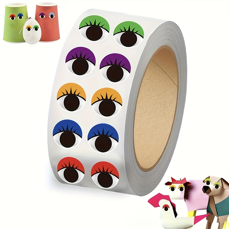 TEMU 1000pcs Roll Of Eye Stickers – 20 Eyelash Pattern Colors, Suitable For Office Decorations, Office Labels, Envelope Seals, Party Decorations, And