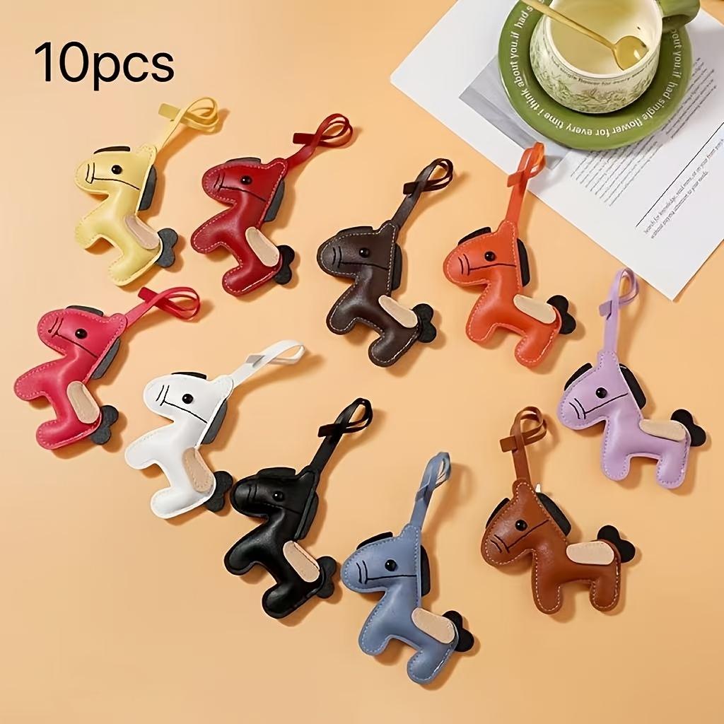TEMU 10pcs Creative Pony Charms, 10-color Car Keychains, Wallet Handbag Backpack Pendant, Small Gift Key Chain Accessory, Ideal For Holiday Birthday