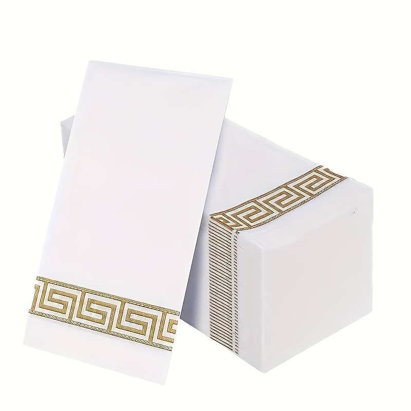 Image of 50pcs Rose Golden Disposable Paper Napkins, 1 Ply Linen Feel Dinner Napkins For Party, Christmas, Halloween, Banquet Decorations - 12 X 17 Inches