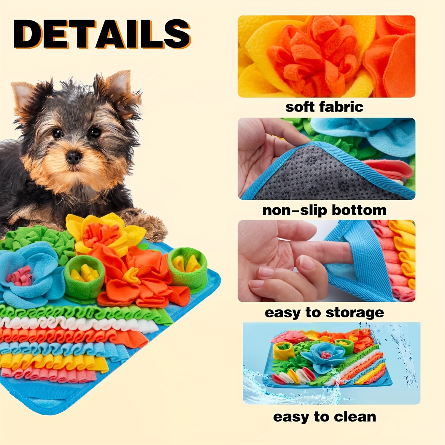 

Interactive Dog Puzzle Toys Snuffle Mat For Foraging Skills, Polyester Slow Feeder Pet Sniffing Pad With Fun Flower Design For Nosework Training, Durable Enrichment Mat For Dogs And Cats