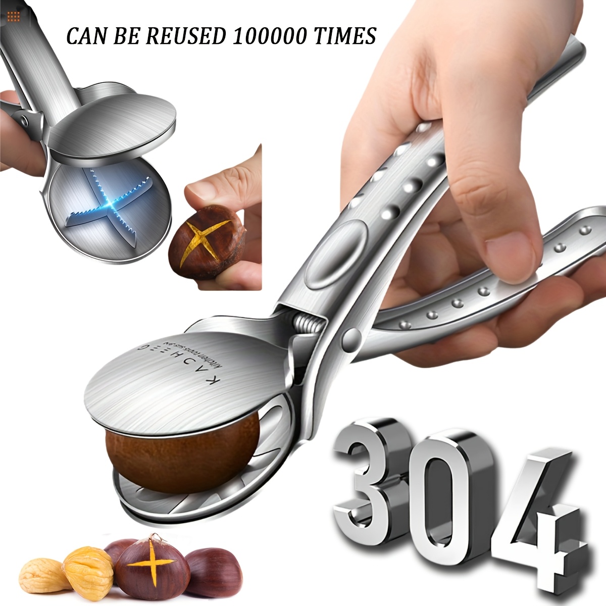 

1pc 304 Stainless Steel , Sharp And Long-, Universal Fit, Manual Handheld Cracker, Effortless Hard Shell Handling, Intact