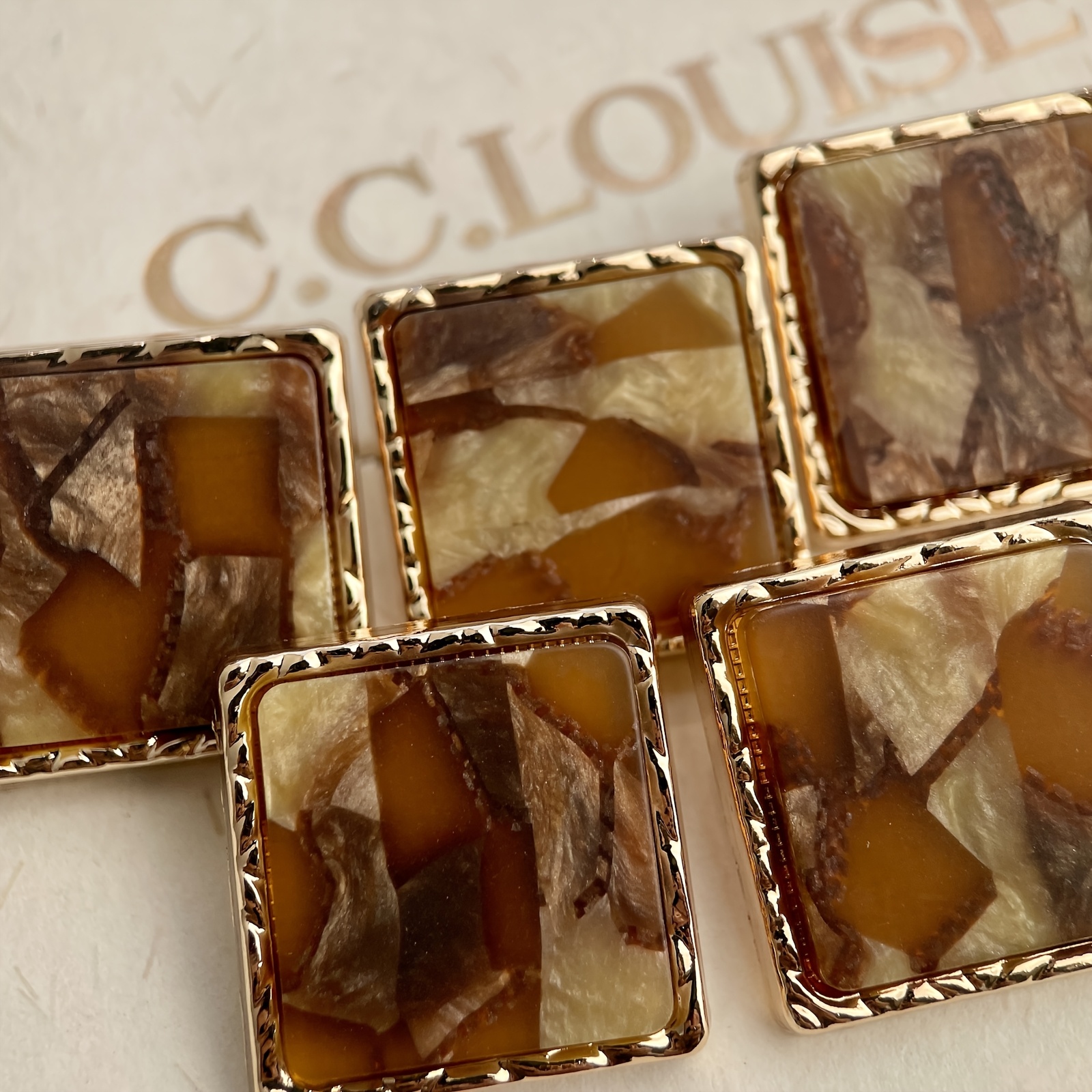 TEMU Boutons à tige carrée de 30 mm, texture marbre, décoration textile pour manteaux, articles en cuir, chapeaux et vêtements, 5 pièces