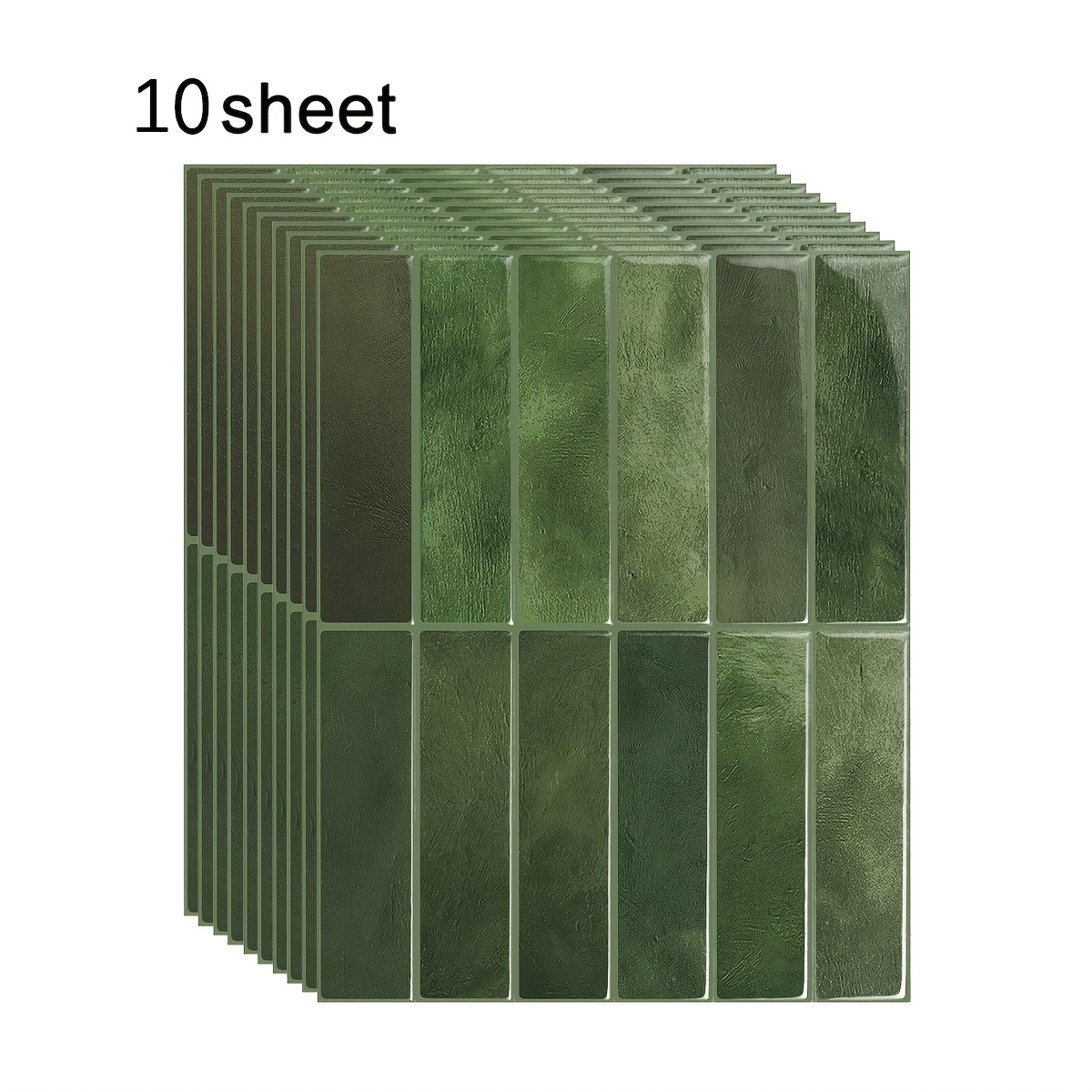 Image of 5/10 Sheets Dark Green Self-adhesive Wall Stickers, Kitchen Backsplash Tiles Peel And Stick Waterproof High Temperature Resistant For Room Bathroom Laundry Decor (×22.9cm)