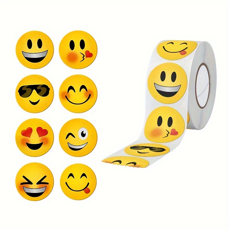 Image of 500pcs Smile Stickers 1.0inch Cute Labels Scrapbooking Learning Gift Tag Paper Envelope Sealing Stickers, Round Stationery Stickers