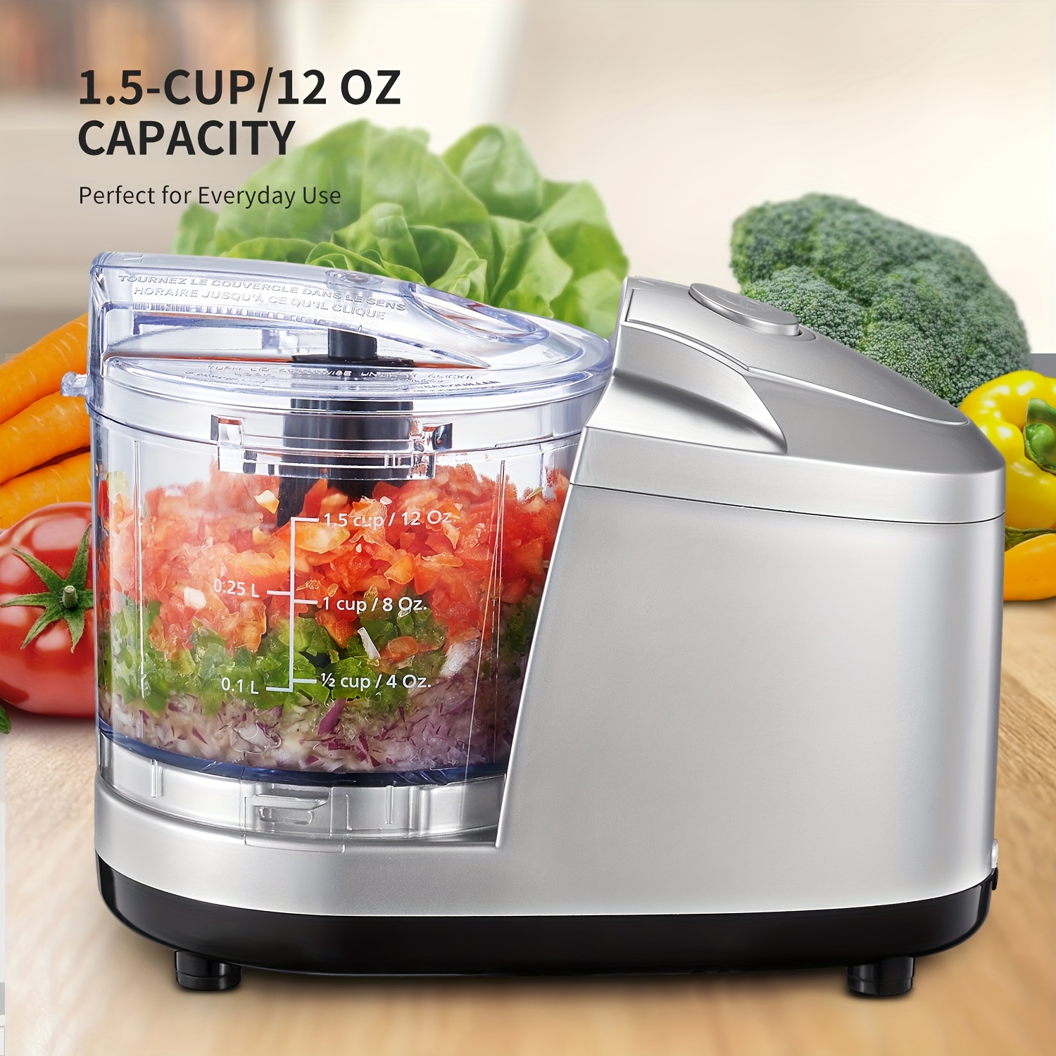 1 5 cup mini electric food  per   100w food processor meat grinder mix   mince blend easy to clean stainless steel blade   by   Product details 0