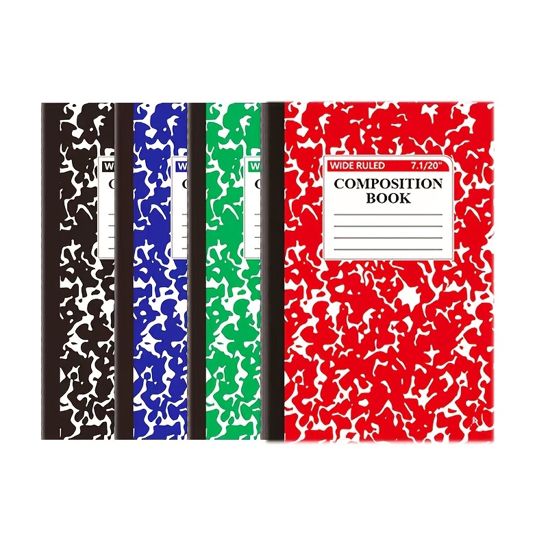 TEMU Lot de 4 cahiers à motif - Journal à couverture marbrée colorée, papier épais, pour l'écriture et de notes