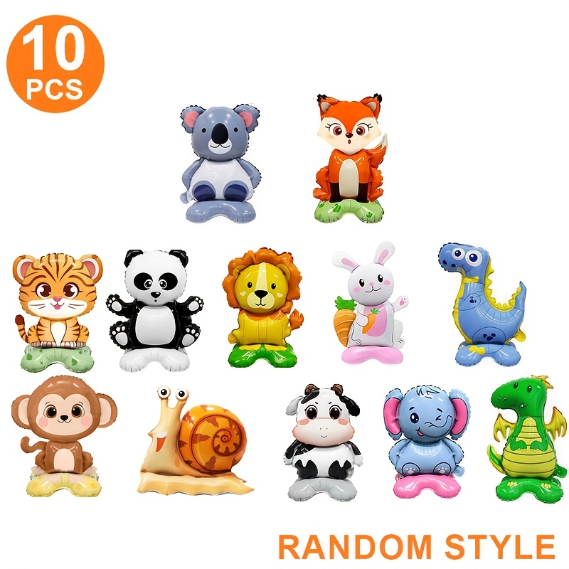 TEMU 10pcs Standing Animal Balloons, Standing Balloons, Animal Balloons, Party Decorations, Christmas Balloons, Random Style, Cute , Ideal For