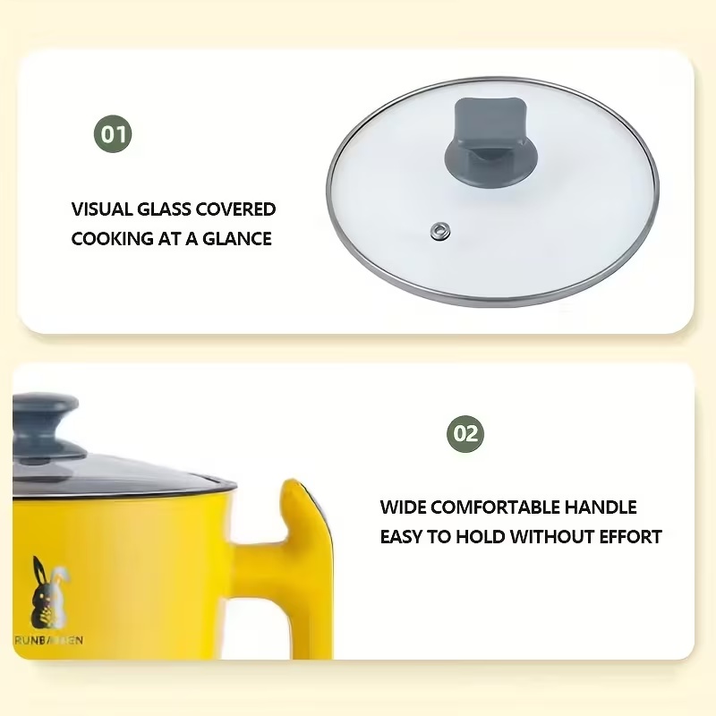 1 8l multi function electric hot pot combines steaming boiling frying and blanching anti dry burn non stick inner pot small electric cooker for   and home use serves 1 2 people Product details 5