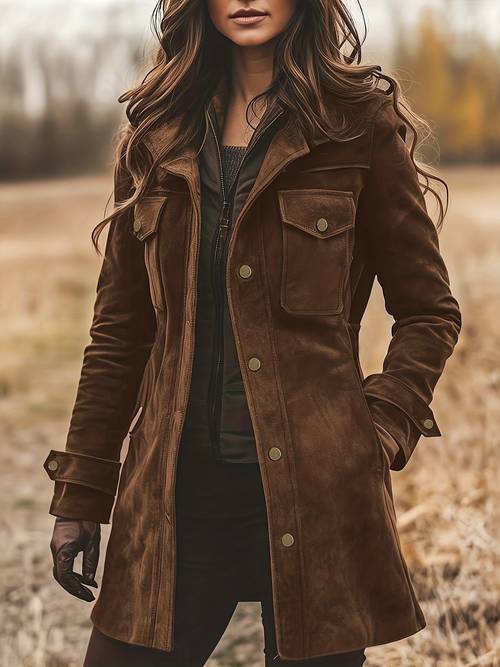 item picture womens classic retro lapel length coat jacket