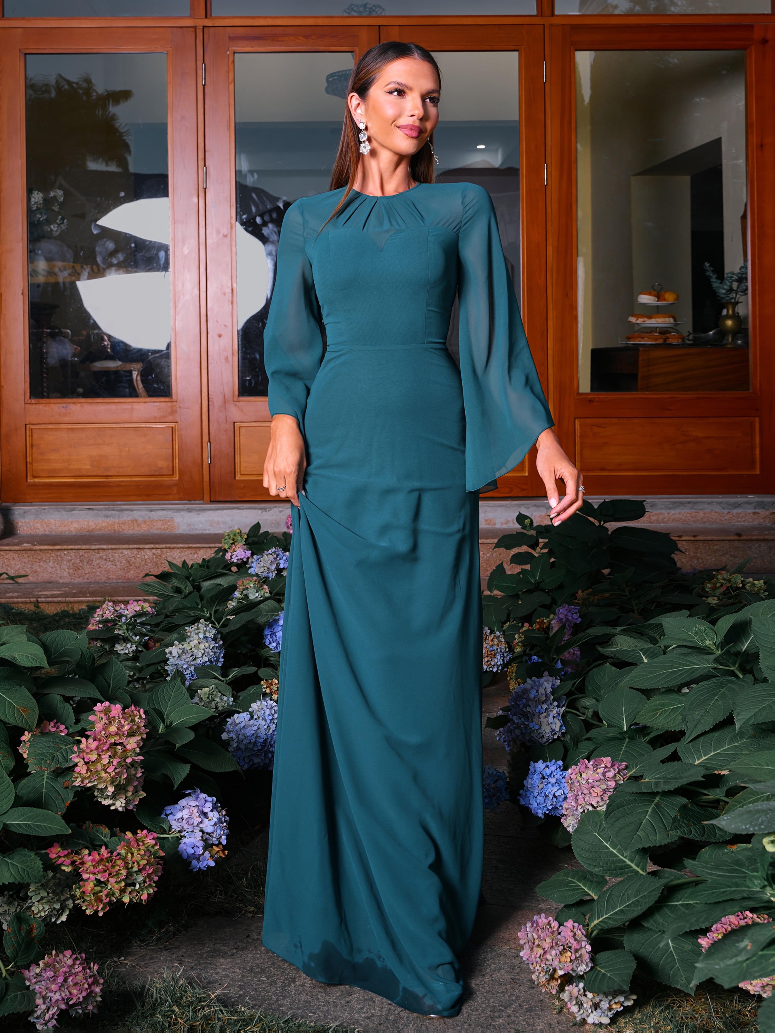 green emerald velvet dress Red Luxury Muslim Long Sleeve Evening Party Dress Lace Appliques  Sultan  Dress