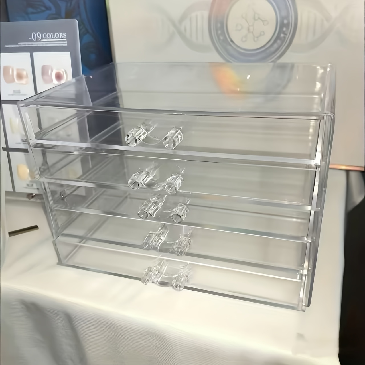 Extra Thick Transparent Five-drawer Storage Box For Stationery, Jewelry, Organizer, Jewelry Boxes
