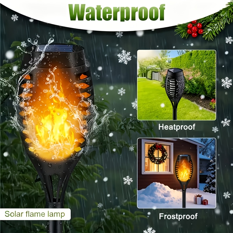 4 to 20pcs Outdoor Solar Torch Lights Warm LED Flame Effect for Yard Garden Decor IP55