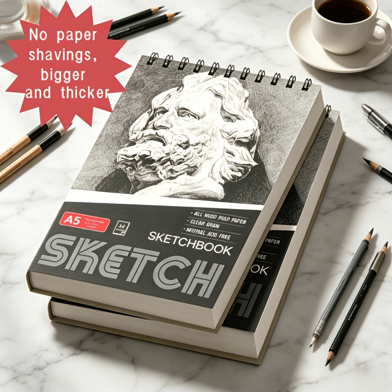 A5 Spiral Bound Premium Drawing Paper Book Thick Pages For Pencil Sketching Charcoal Painting Ink And Mixed