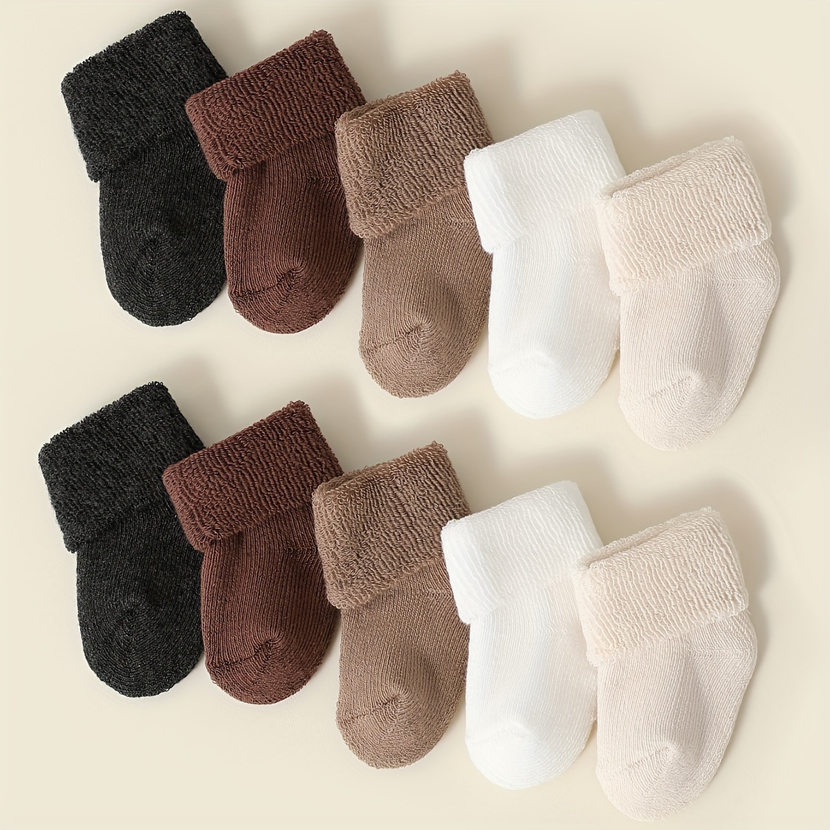 Image of 5/10 Pairs Of Baby Boy And Girl Socks For Fall And Winter, Thickened Warm Socks For Newborns, Candy-colored Short Socks