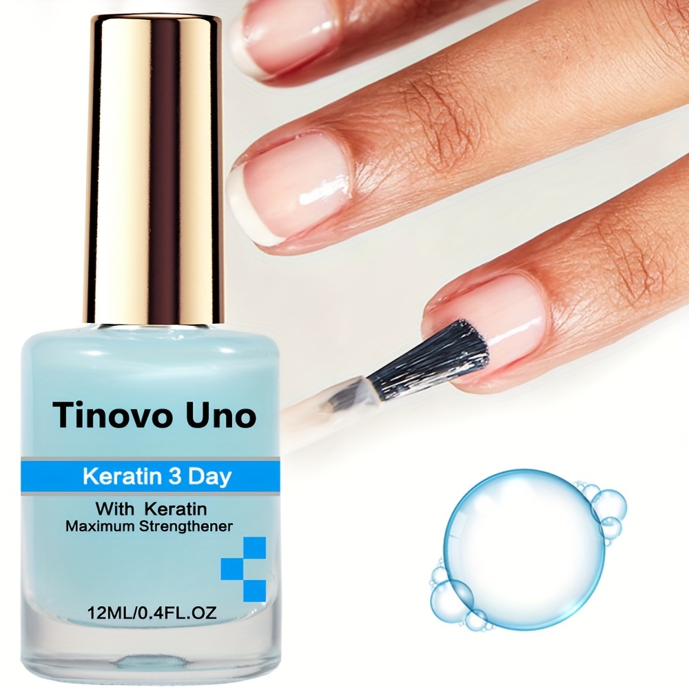 

12ml/0.4fl Oz Tinovo Uno Keratin 3 Day Nail Strengthener, Enriched With Hydrolyzed Wheat Protein And Calcium, Hardens & Fortifies Nails, Reinforces Soft & Thin Nails
