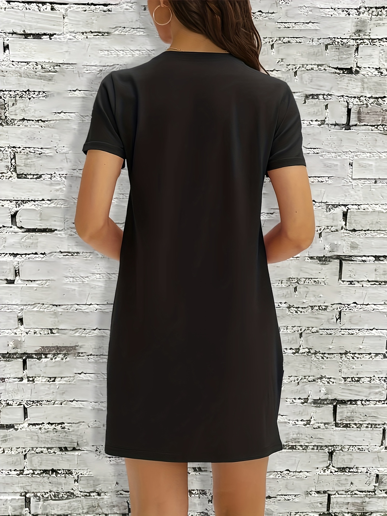 black t shirt dress knee length Black T-shirt dress main image 0